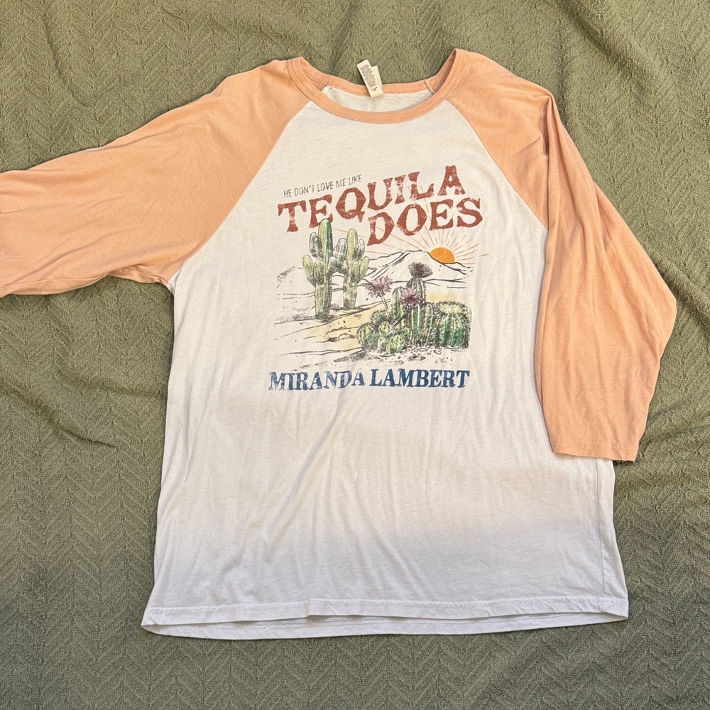 Bella Canvas Peach and White Long Sleeve Tee